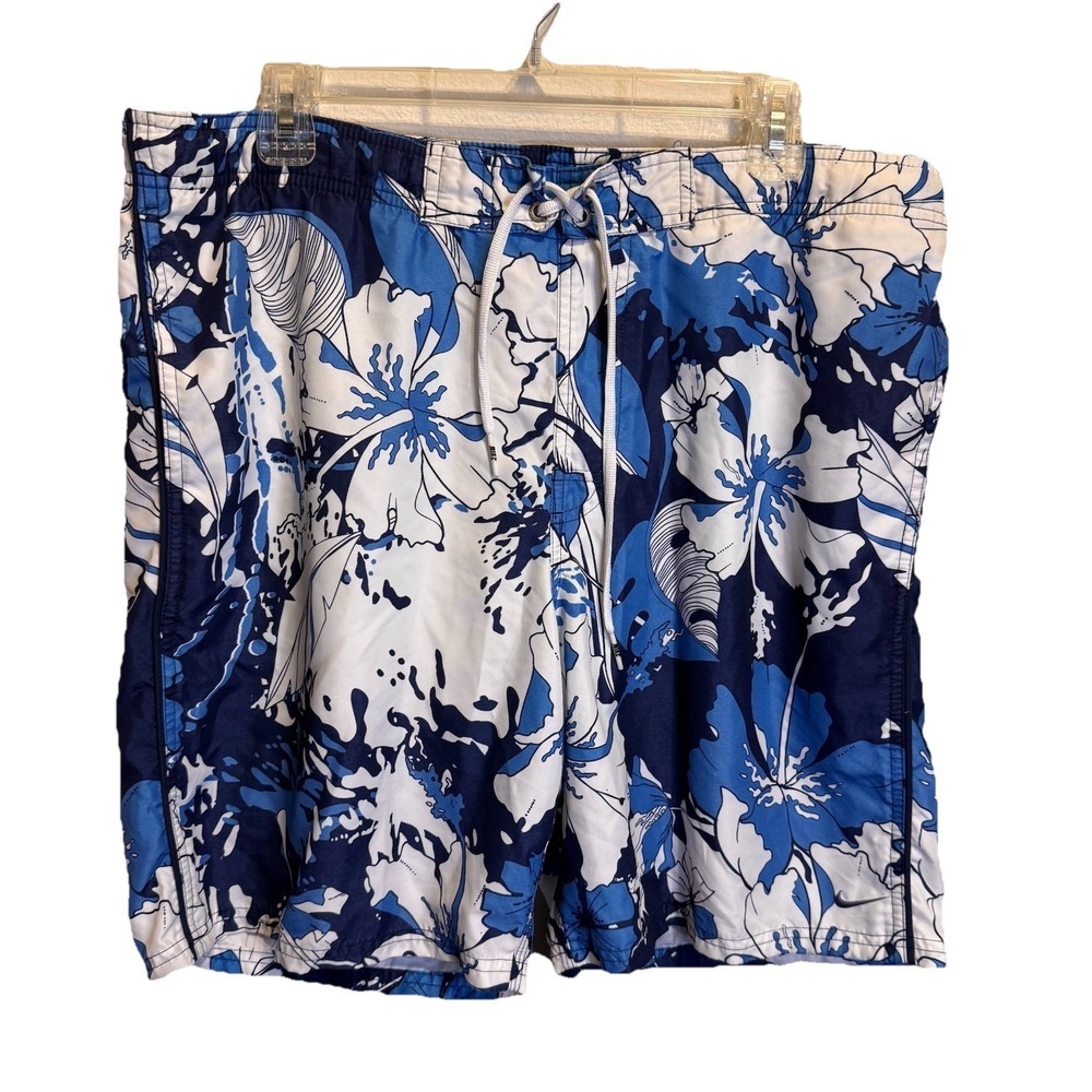 Nike Board Shirts‎ Men M Blue Floral Swim Trunks Lined Bathing Suit